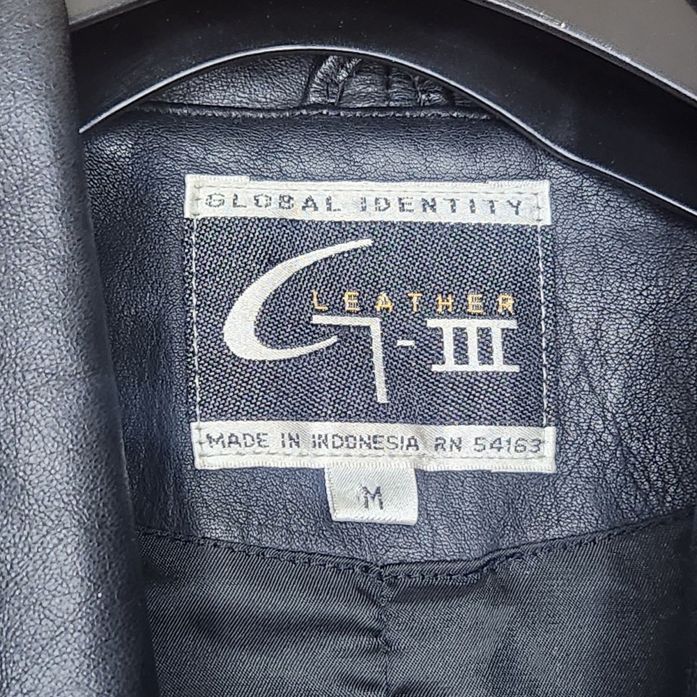 Vintage G3 GIII Leather Trench Coat Jacket Womens Medium 90s 80s Pockets - Picture 3 of 11